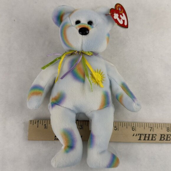 Vtg Ty Beanie Baby Cheery Bear Multicolor Rainbow Pastel Plush DOB Aug 18 2000 - Picture 14 of 15